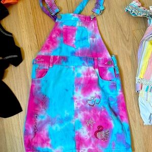 Tye dye overall dress with stones